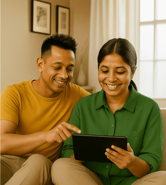 Couple booking consultation